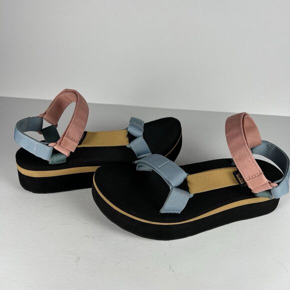 Teva Sz 9 Flatform Universal Light Platform Sandals MultiColor Straps Flip-Flops - Picture 6 of 10